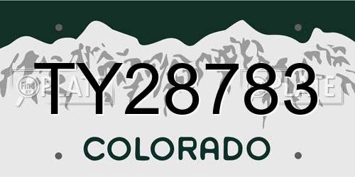 TY28783 Colorado License Plate