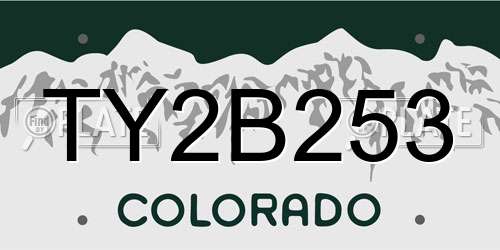 TY2B253 Colorado License Plate
