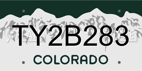 TY2B283 Colorado License Plate