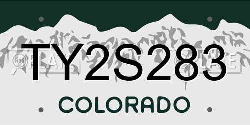 TY2S283 Colorado License Plate