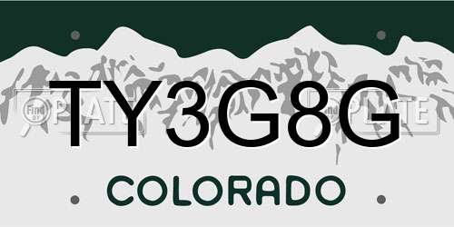 TY3G8G Colorado License Plate