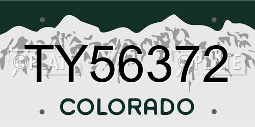 TY56372 Colorado License Plate