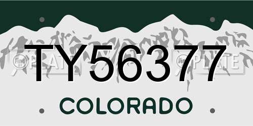 TY56377 Colorado License Plate