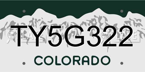 TY5G322 Colorado License Plate