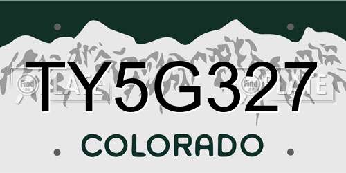 TY5G327 Colorado License Plate