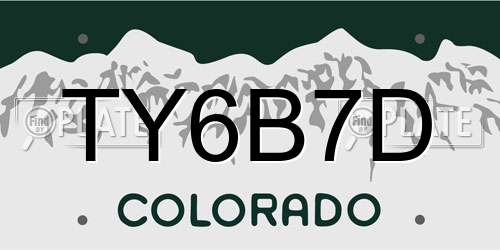 TY6B7D Colorado License Plate