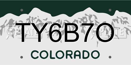 TY6B7O Colorado License Plate