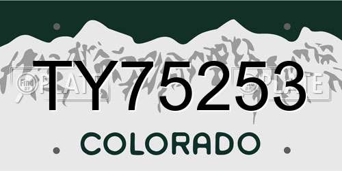TY75253 Colorado License Plate