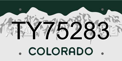 TY75283 Colorado License Plate