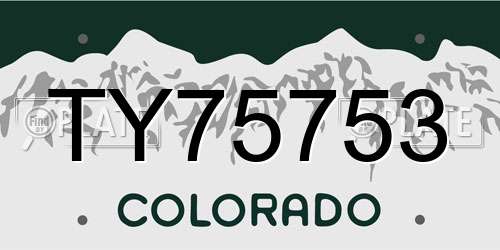 TY75753 Colorado License Plate