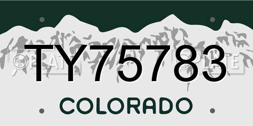 TY75783 Colorado License Plate
