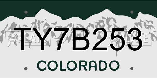 TY7B253 Colorado License Plate