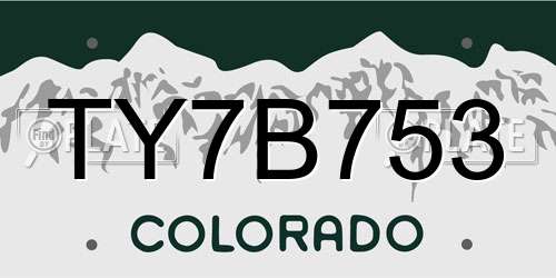TY7B753 Colorado License Plate