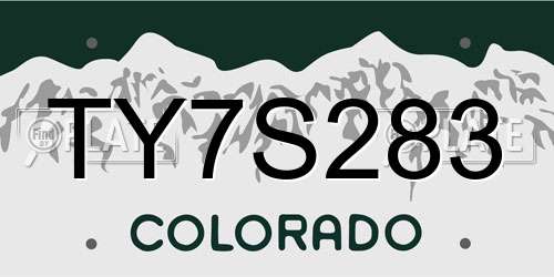 TY7S283 Colorado License Plate
