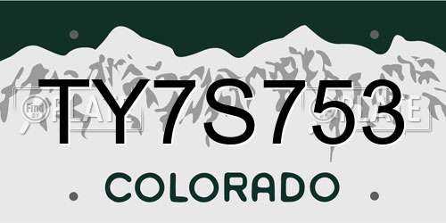 TY7S753 Colorado License Plate