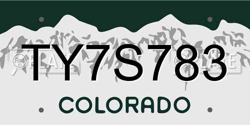 TY7S783 Colorado License Plate