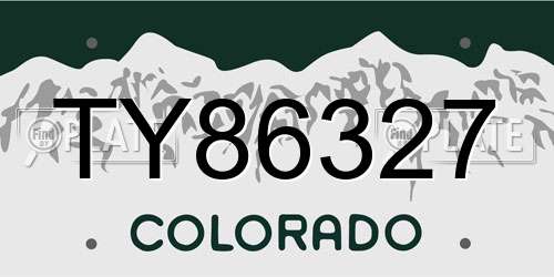 TY86327 Colorado License Plate