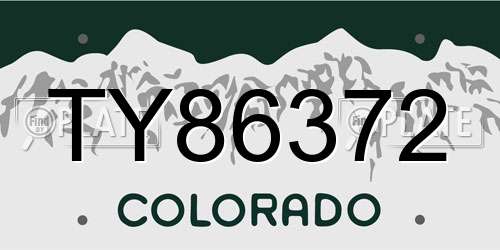 TY86372 Colorado License Plate