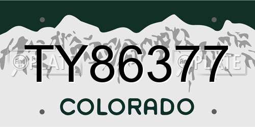 TY86377 Colorado License Plate