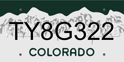 TY8G322 Colorado License Plate