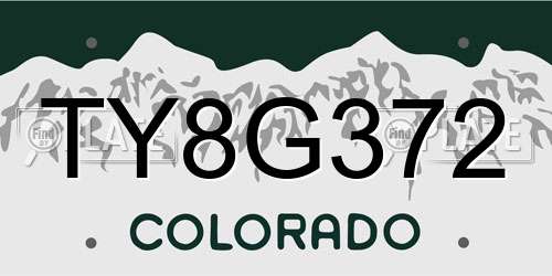 TY8G372 Colorado License Plate