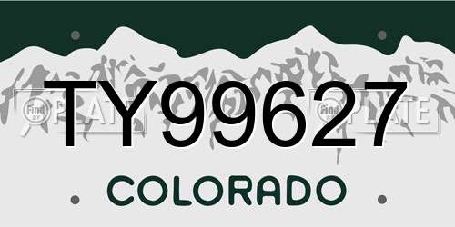 TY99627 Colorado License Plate