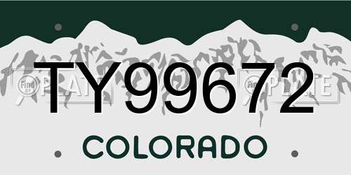 TY99672 Colorado License Plate
