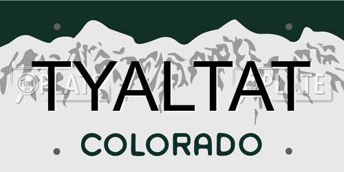 TYALTAT Colorado License Plate