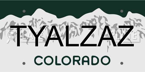TYALZAZ Colorado License Plate