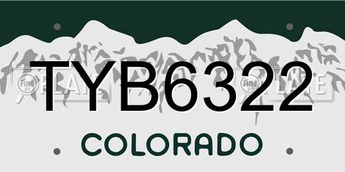 TYB6322 Colorado License Plate