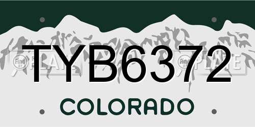 TYB6372 Colorado License Plate