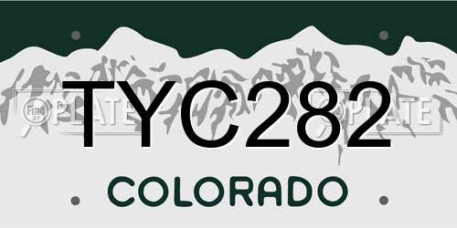 TYC282 Colorado License Plate