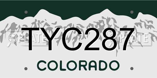 TYC287 Colorado License Plate