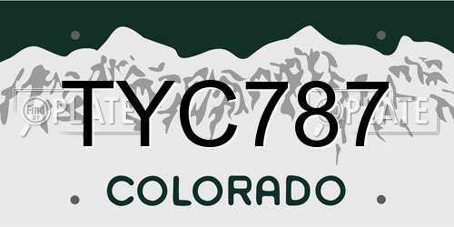TYC787 Colorado License Plate