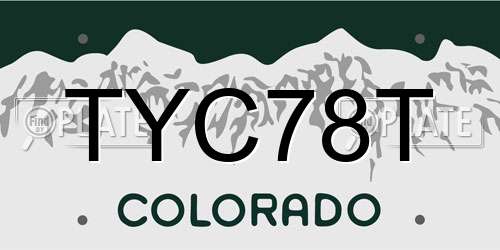 TYC78T Colorado License Plate