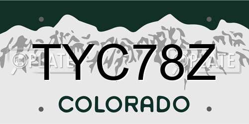 TYC78Z Colorado License Plate