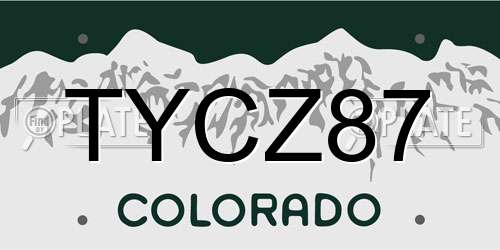 TYCZ87 Colorado License Plate