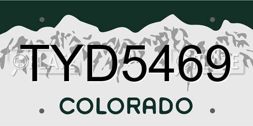 TYD5469 Colorado License Plate