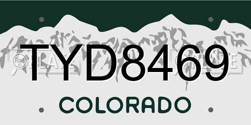 TYD8469 Colorado License Plate