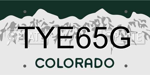 TYE65G Colorado License Plate