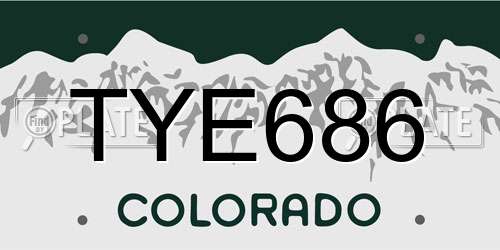 TYE686 Colorado License Plate