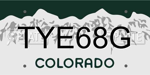 TYE68G Colorado License Plate