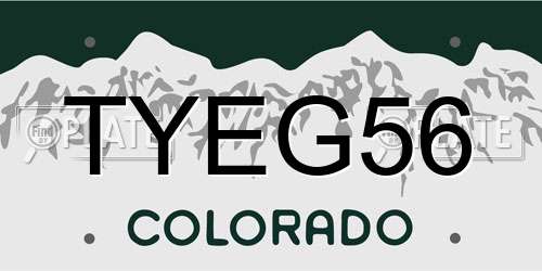 TYEG56 Colorado License Plate