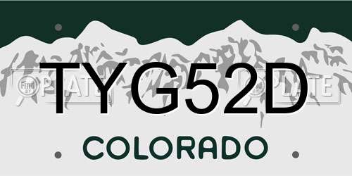 TYG52D Colorado License Plate