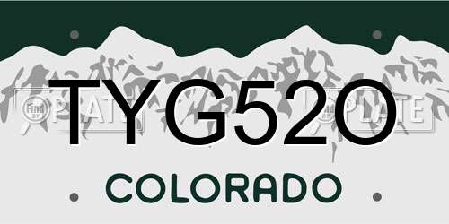TYG52O Colorado License Plate