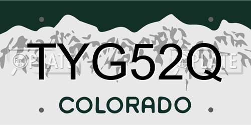 TYG52Q Colorado License Plate
