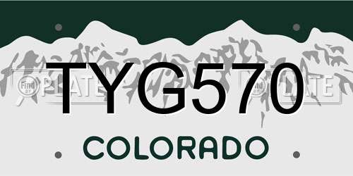 TYG570 Colorado License Plate
