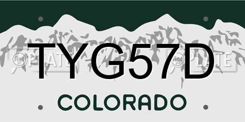 TYG57D Colorado License Plate