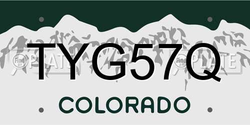 TYG57Q Colorado License Plate