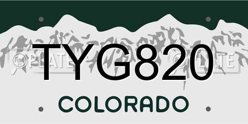 TYG820 Colorado License Plate